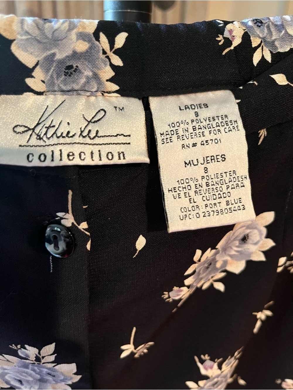 Kathie Lee Collection Black Midi Skirt with Light Blue Floral Print - Picture 3 of 3